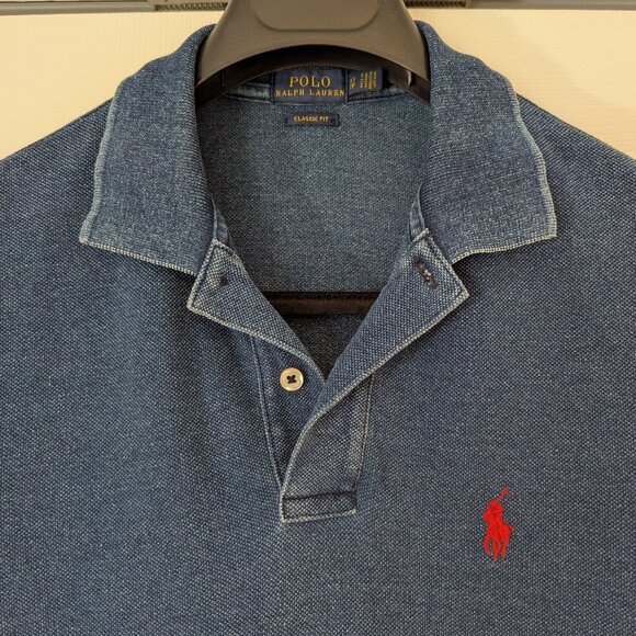 Polo Ralph Lauren Tops - Polo Ralph Lauren Blue Denim Polo Shirt Red Pony Classic Fit - Size XS